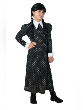 Wednesday Addams Family Halloween Costume Girls Medium 7/8 Dress Rubies New